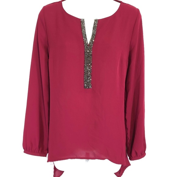 JUICY COUTURE Cherry Red High Low Beaded Top ~sz M - Picture 1 of 8